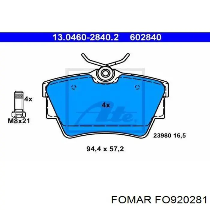 Compre FO920281 Fomar Roulunds Sapatas do freio traseiras de disco