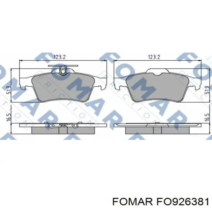 FO926381 Fomar Roulunds Sapatas do freio traseiras de disco