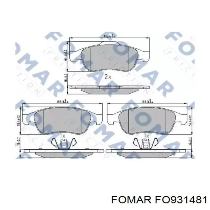 FO931481 Fomar Roulunds Sapatas do freio dianteiras de disco