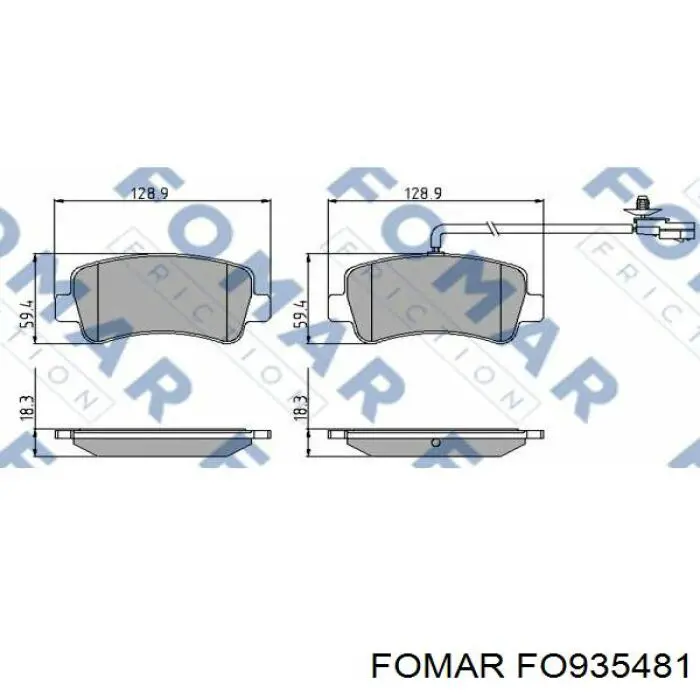 FO935481 Fomar Roulunds Sapatas do freio traseiras de disco