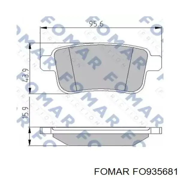 FO935681 Fomar Roulunds Sapatas do freio traseiras de disco