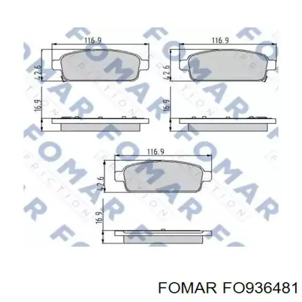 FO936481 Fomar Roulunds Sapatas do freio traseiras de disco