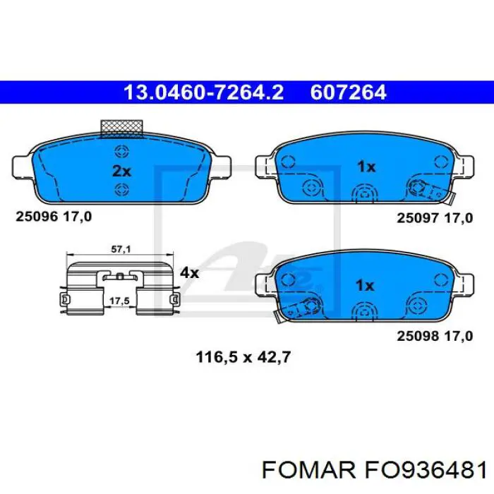 Sapatas do freio traseiras de disco Fomar Roulunds FO936481 preço, a partir de 25,15 USD