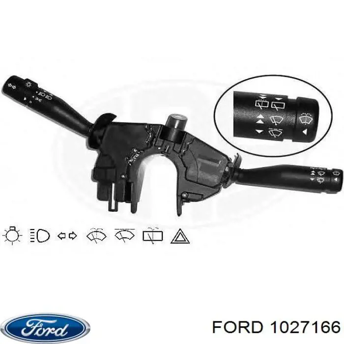 1027166 Ford Comutador esquerdo instalado na coluna da direção