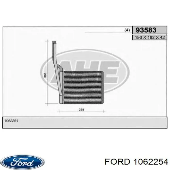 Radiador de forno (de aquecedor) Ford 1062254 preço, a partir de 45,70 USD