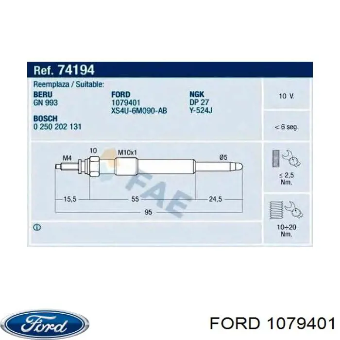 Compre 1079401 Ford Vela de incandescência