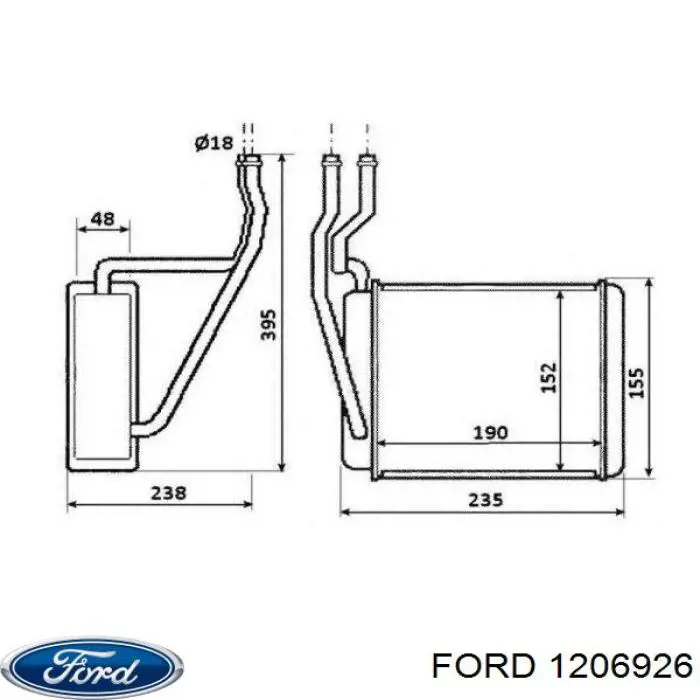 Compre 1206926 Ford Radiador de forno (de aquecedor)