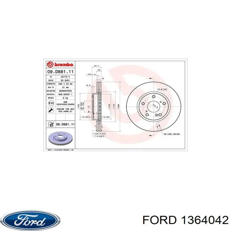 1364042 Ford Caixa de filtro de ar