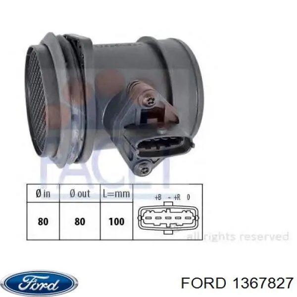 1367827 Ford Sensor de fluxo (consumo) de ar, medidor de consumo M.A.F. - (Mass Airflow)
