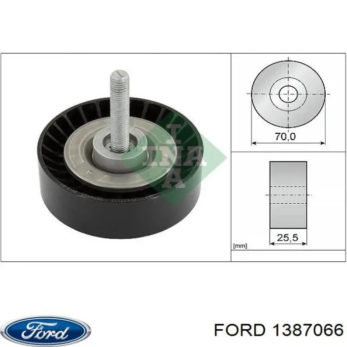 1387066 Ford Rolo parasita da correia de transmissão