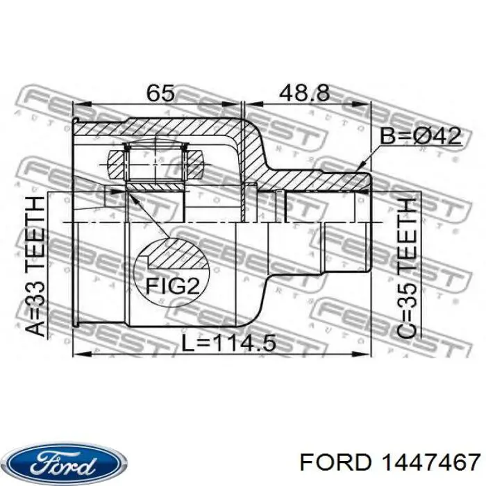 Semieixo (acionador) dianteiro direito Ford 1447467 preço, a partir de 73,21 USD