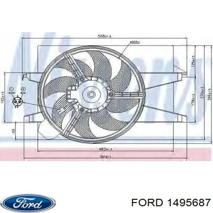 Difusor do radiador de esfriamento, montado com motor e roda de aletas Ford 1495687 preço, a partir de 64,70 USD