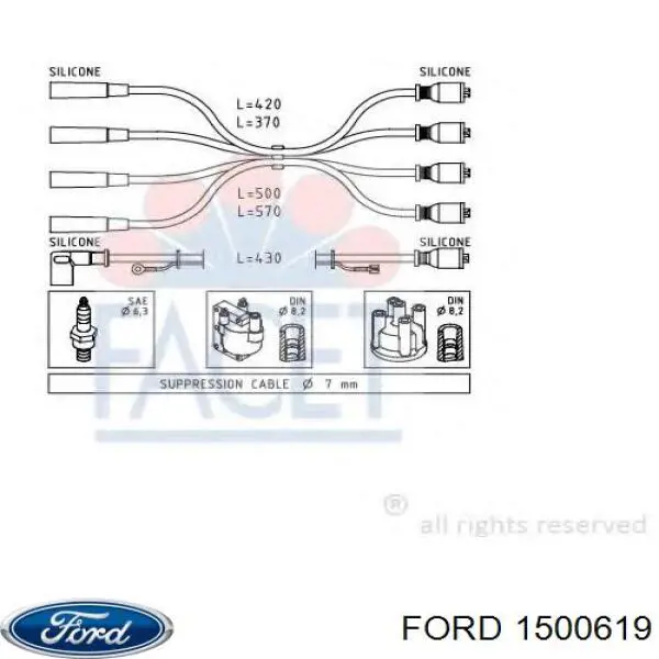 1500619 Ford Espelho de retrovisão esquerdo