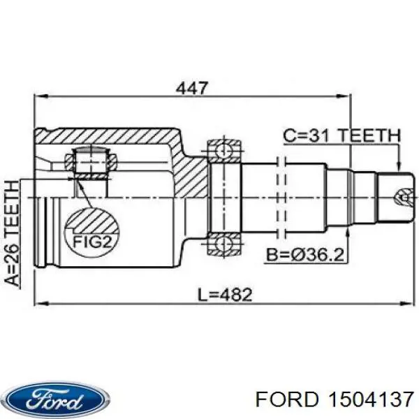 1504137 Ford Semieixo (acionador) dianteiro direito