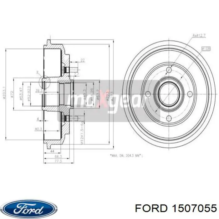 Tambor do freio traseiro Ford 1507055 preço, a partir de 63,10 USD