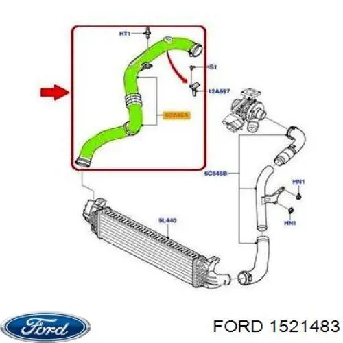 Compre 1521483 Ford Mangueira (cano derivado) de intercooler