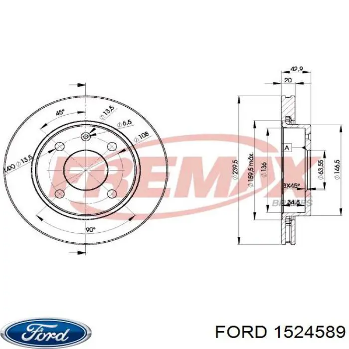 Compre 1524589 Ford Disco do freio dianteiro
