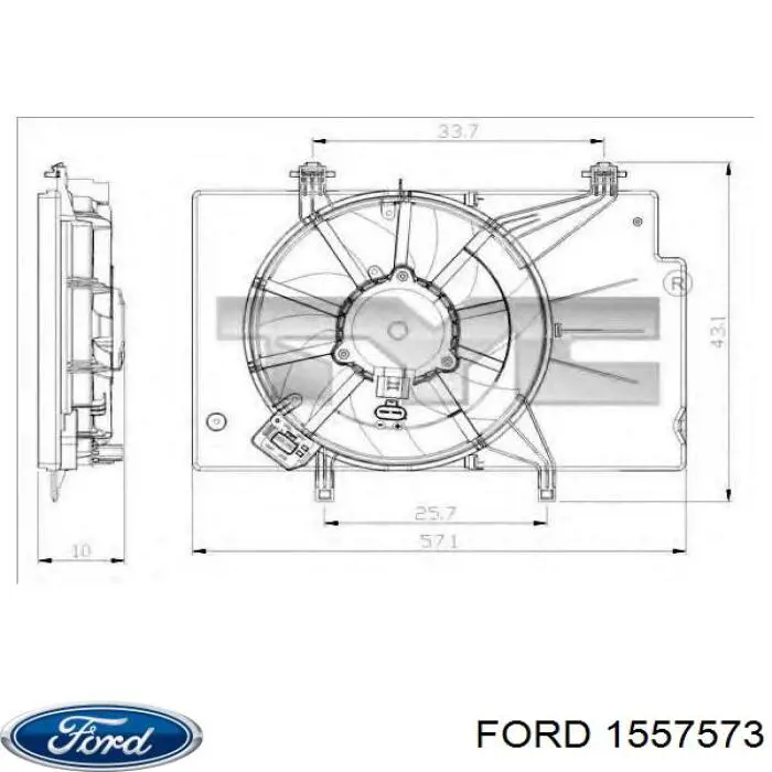 Compre 1557573 Ford Difusor do radiador de esfriamento, montado com motor e roda de aletas