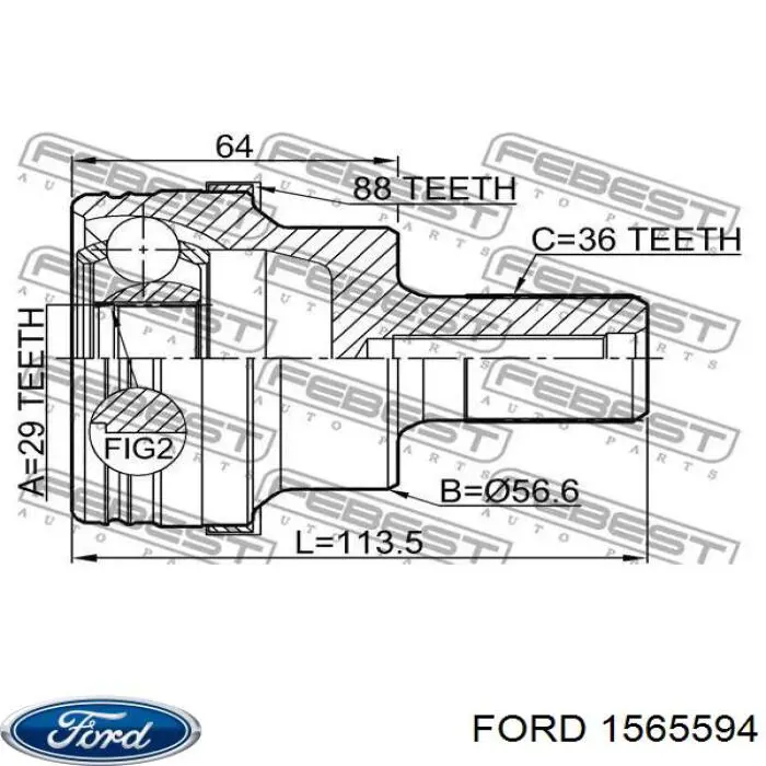 Semieixo traseiro Ford 1565594 preço, a partir de 89,86 USD