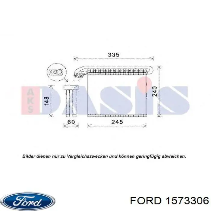 1573306 Ford Vaporizador de aparelho de ar condicionado