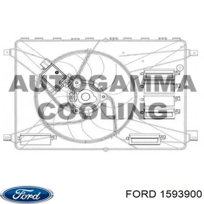Difusor do radiador de esfriamento, montado com motor e roda de aletas Ford 1593900 preço, a partir de 143,53 USD