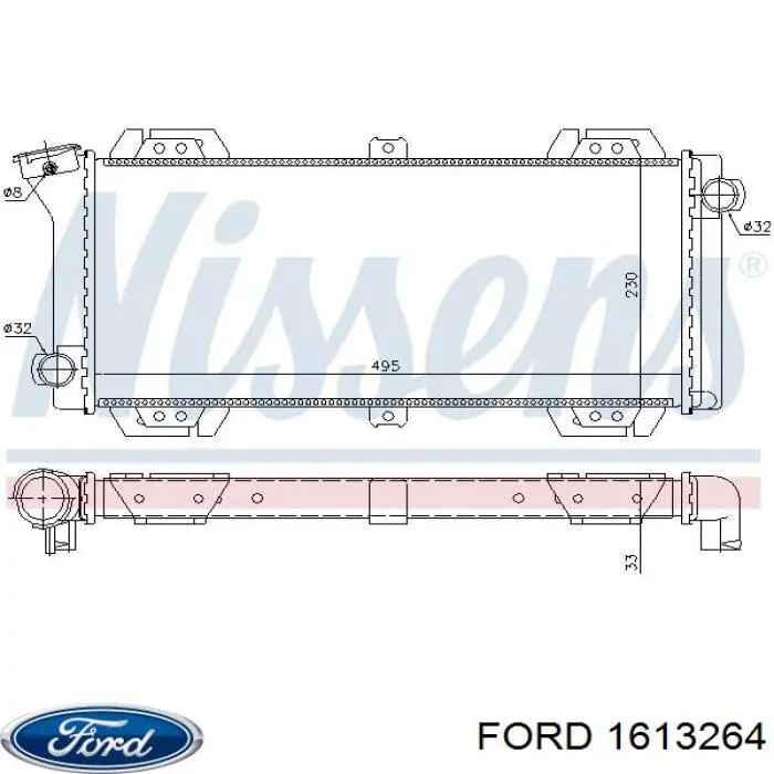 Radiador de esfriamento de motor Ford 1613264 preço, a partir de 125,12 USD