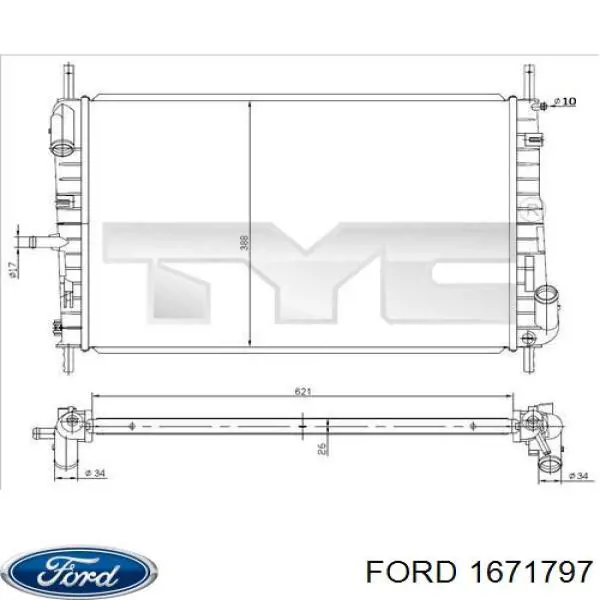Compre 1671797 Ford Radiador de esfriamento de motor