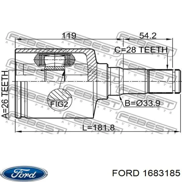 Junta homocinética interna dianteira esquerda Ford 1774669 preço, a partir de 60,49 USD
