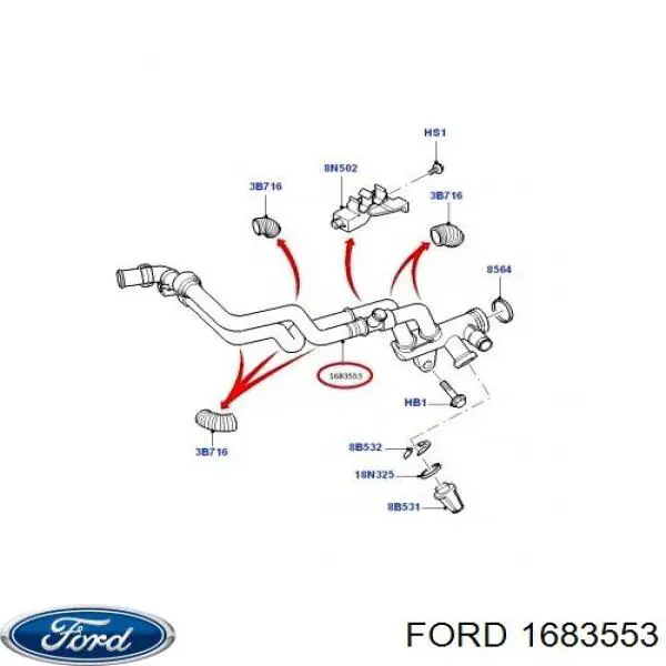 Compre 1683553 Ford Mangueira (cano derivado) do sistema de esfriamento