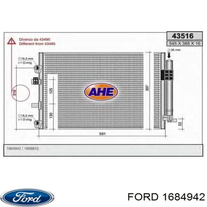 Radiador de aparelho de ar condicionado Ford 1684942 preço, a partir de 88,41 USD