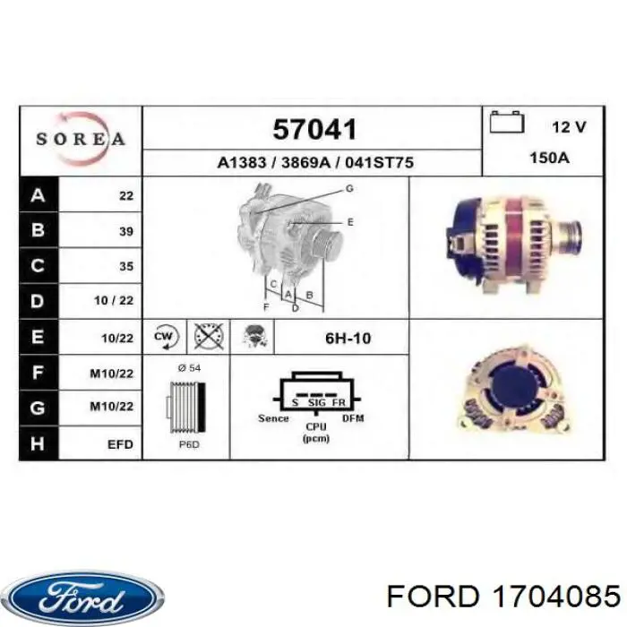 Gerador Ford 1704085 preço, a partir de 74,45 USD