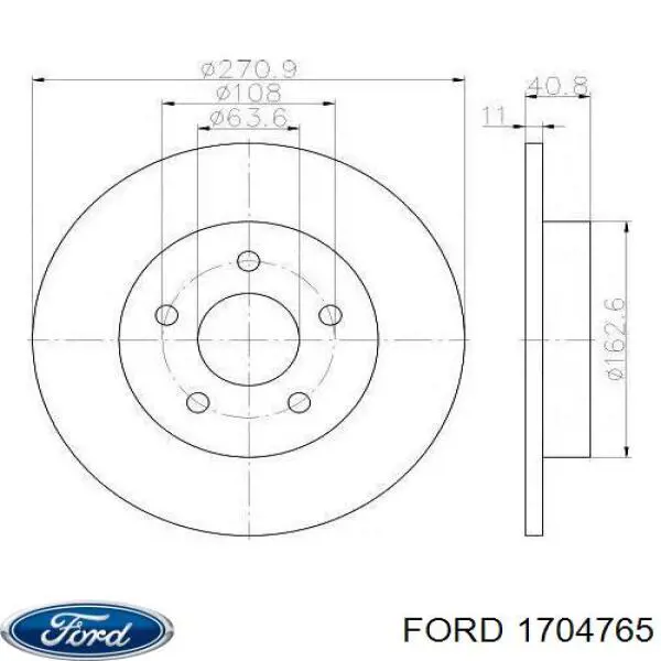 1704765 Ford Disco do freio traseiro