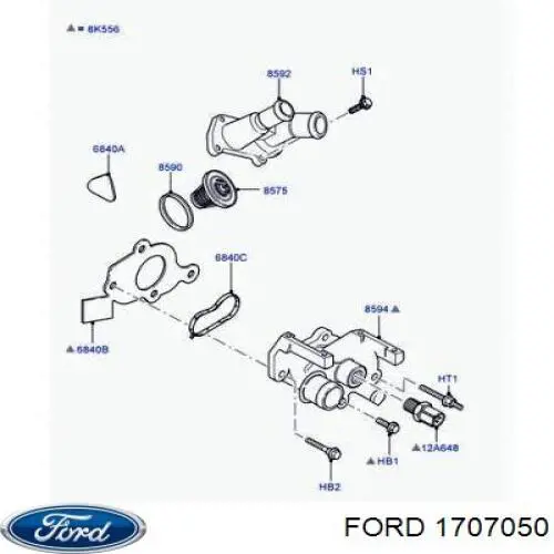 1707050 Ford Caixa do termostato