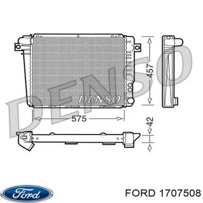 1707508 Ford Moldura da porta traseira direita