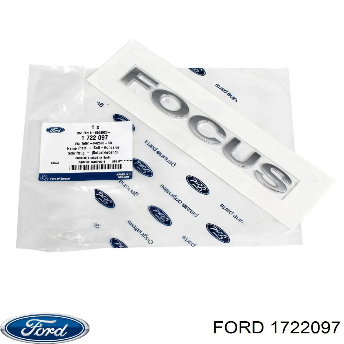 1722097 Ford Emblema de tampa de porta-malas (emblema de firma)