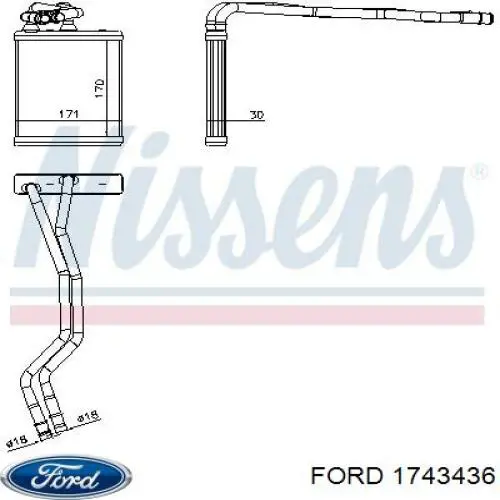 Radiador de forno (de aquecedor) Ford 1743436 preço, a partir de 78,32 USD
