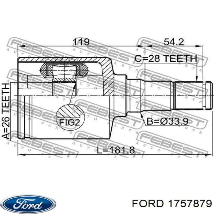 Semieixo (acionador) dianteiro esquerdo Ford 1757879 preço, a partir de 35,82 USD