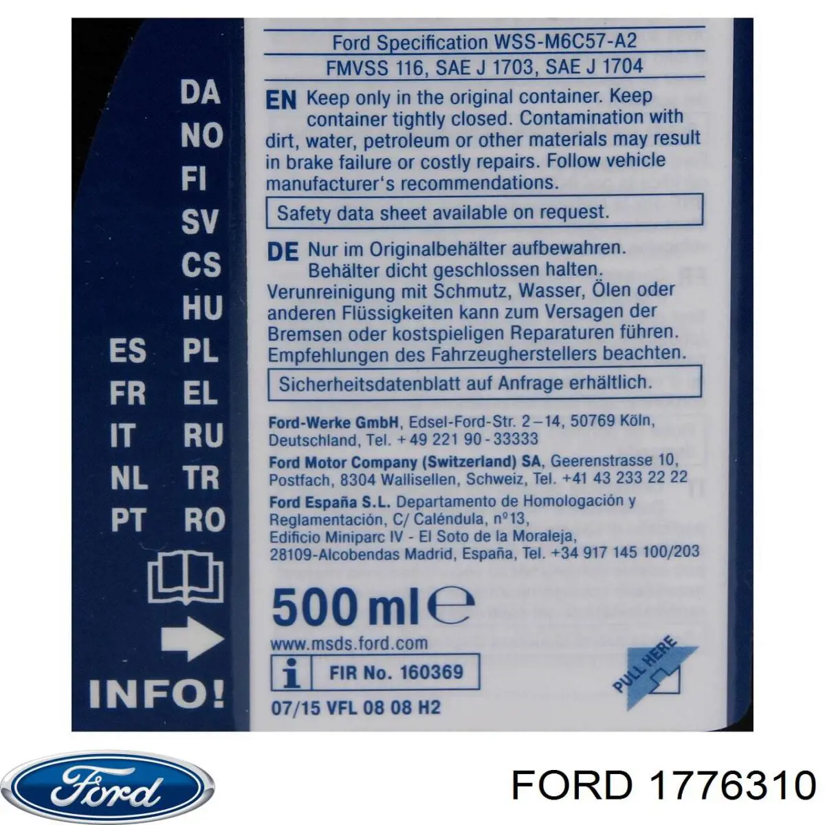 Fluido de freio Ford 1776310 preço, a partir de 19,51 USD