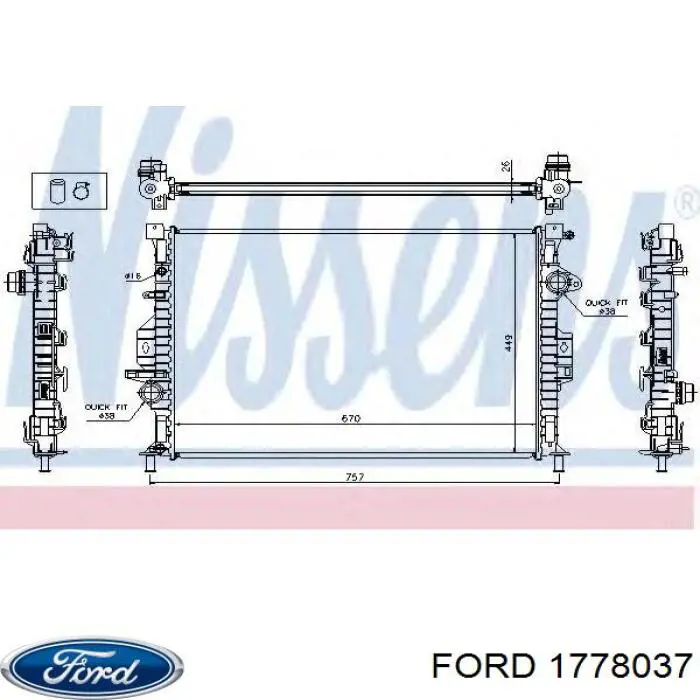 Radiador de esfriamento de motor Ford 1778037 preço, a partir de 107,67 USD