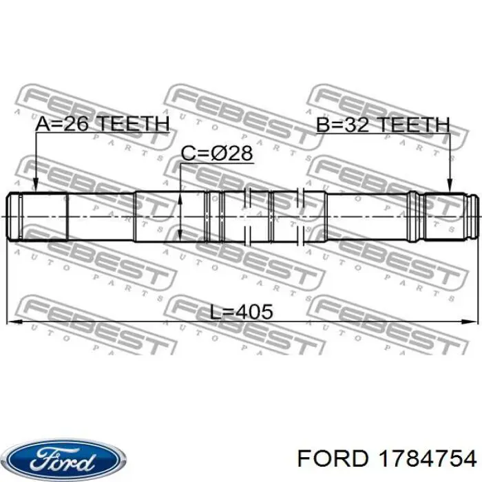 1784754 Ford Semieixo (acionador) dianteiro esquerdo