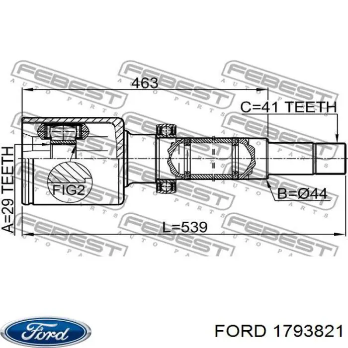 Semieixo (acionador) dianteiro direito Ford 1793821 preço, a partir de 150,33 USD