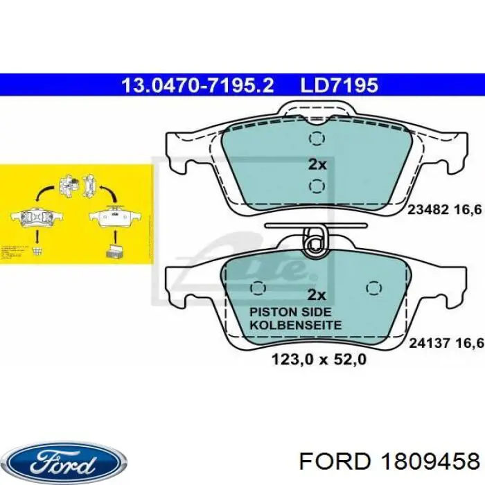 Compre 1809458 Ford Sapatas do freio traseiras de disco
