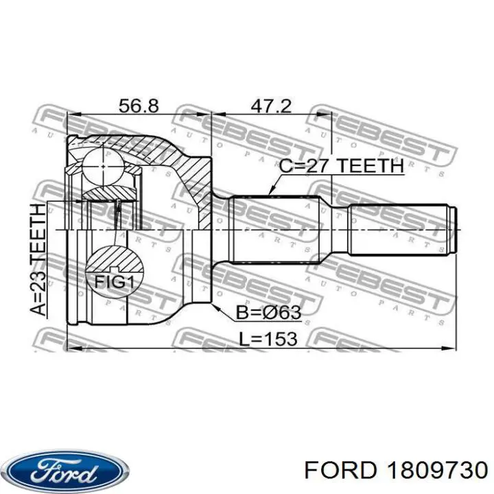 Semieixo (acionador) dianteiro esquerdo Ford TX814 preço, a partir de 100,63 USD