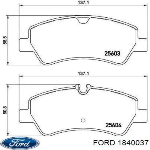 1840037 Ford Sapatas do freio traseiras de disco