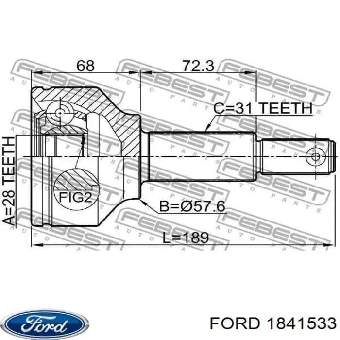 1841533 Ford Semieixo (acionador) dianteiro esquerdo