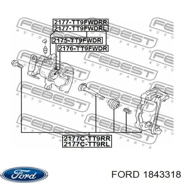 1843318 Ford Suporte do freio traseiro direito