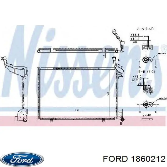 1860212 Ford Radiador de aparelho de ar condicionado
