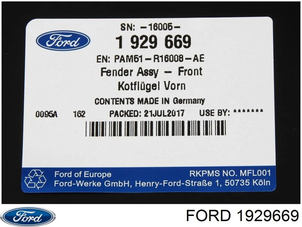 1929669 Ford Pára-lama dianteiro direito