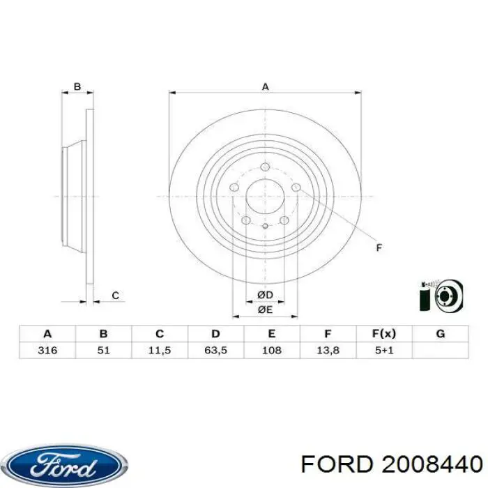 Compre 2008440 Ford Disco do freio traseiro