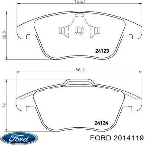 Sapatas do freio dianteiras de disco Ford 2014119 preço, a partir de 43,97 USD